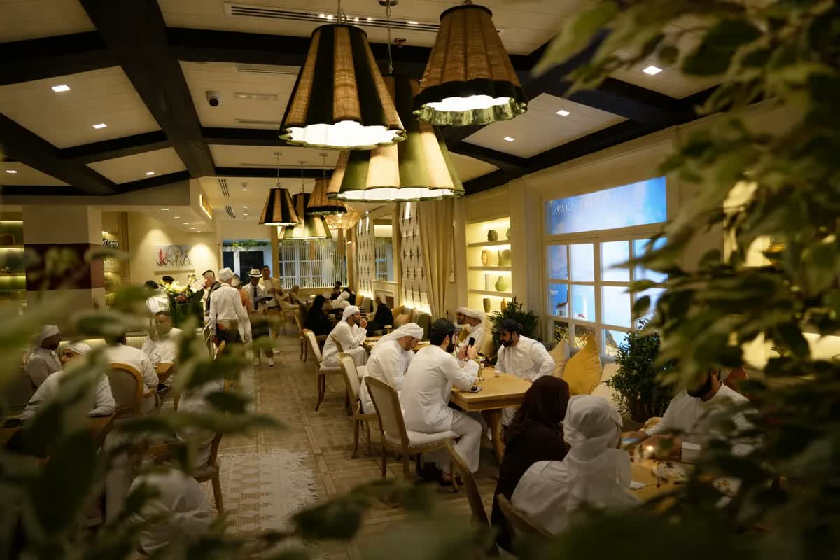 The Amina dining room with set tables