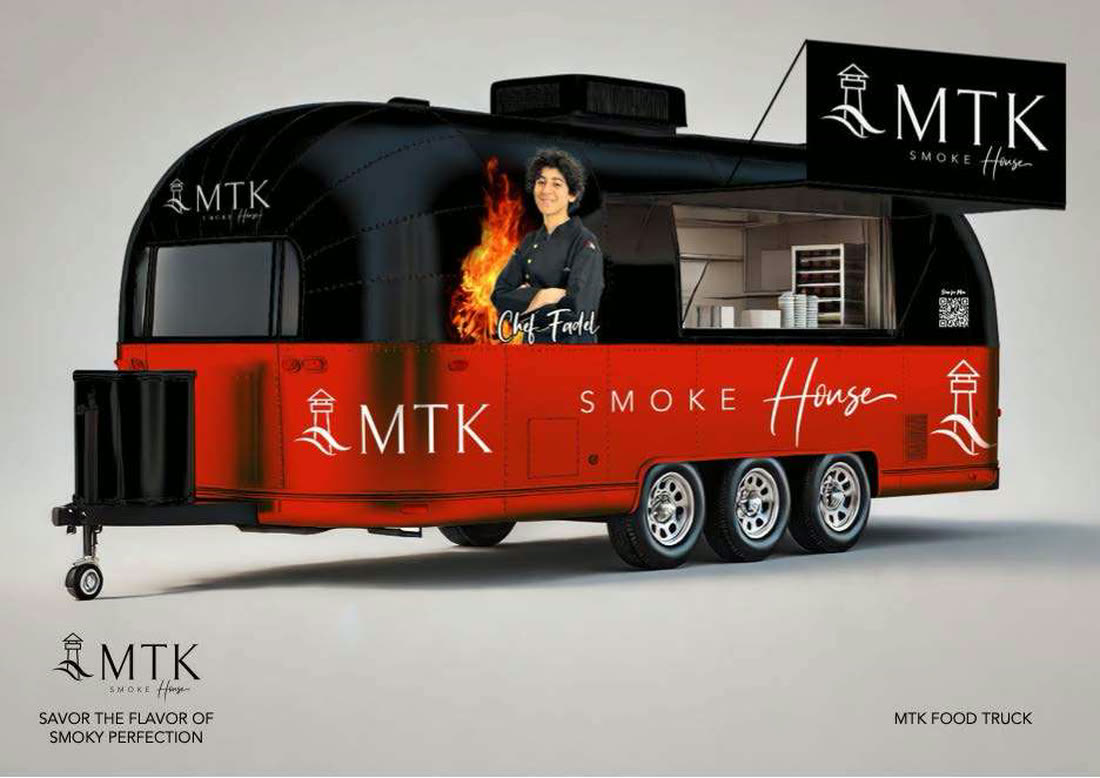 The MTK Smoke House truck in red and black